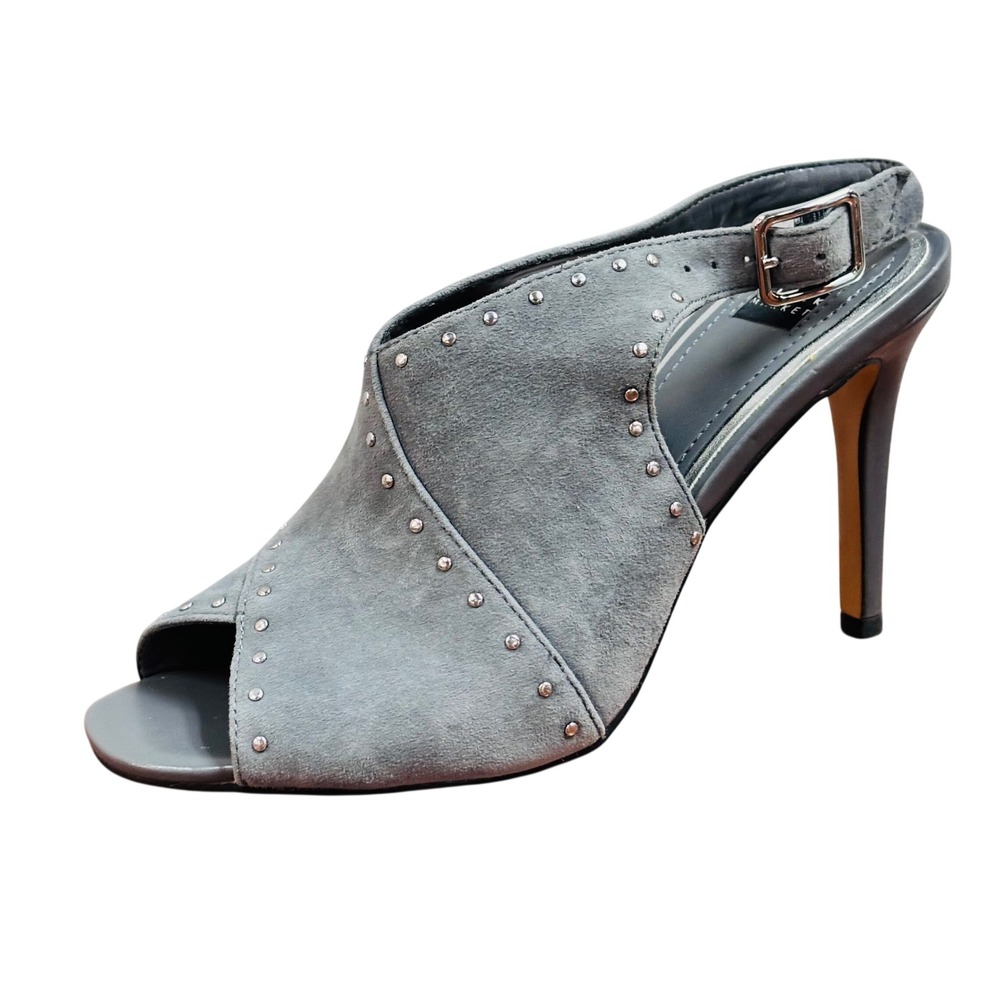 NEW White House Black Market Zailey Dusk Grey Suede Studded Slingback Heels 6